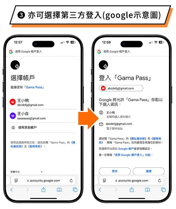 步驟3第三方登入