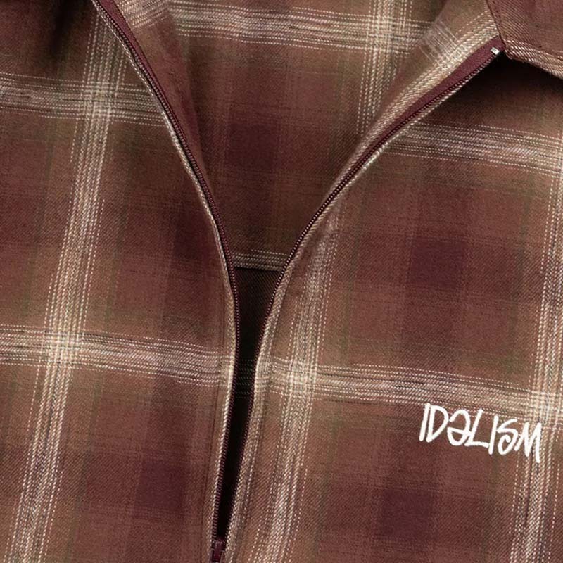 idealism Check Zip Polo 格紋 半拉鍊 休閒 短袖 紅色 ID-46 [台灣現貨]