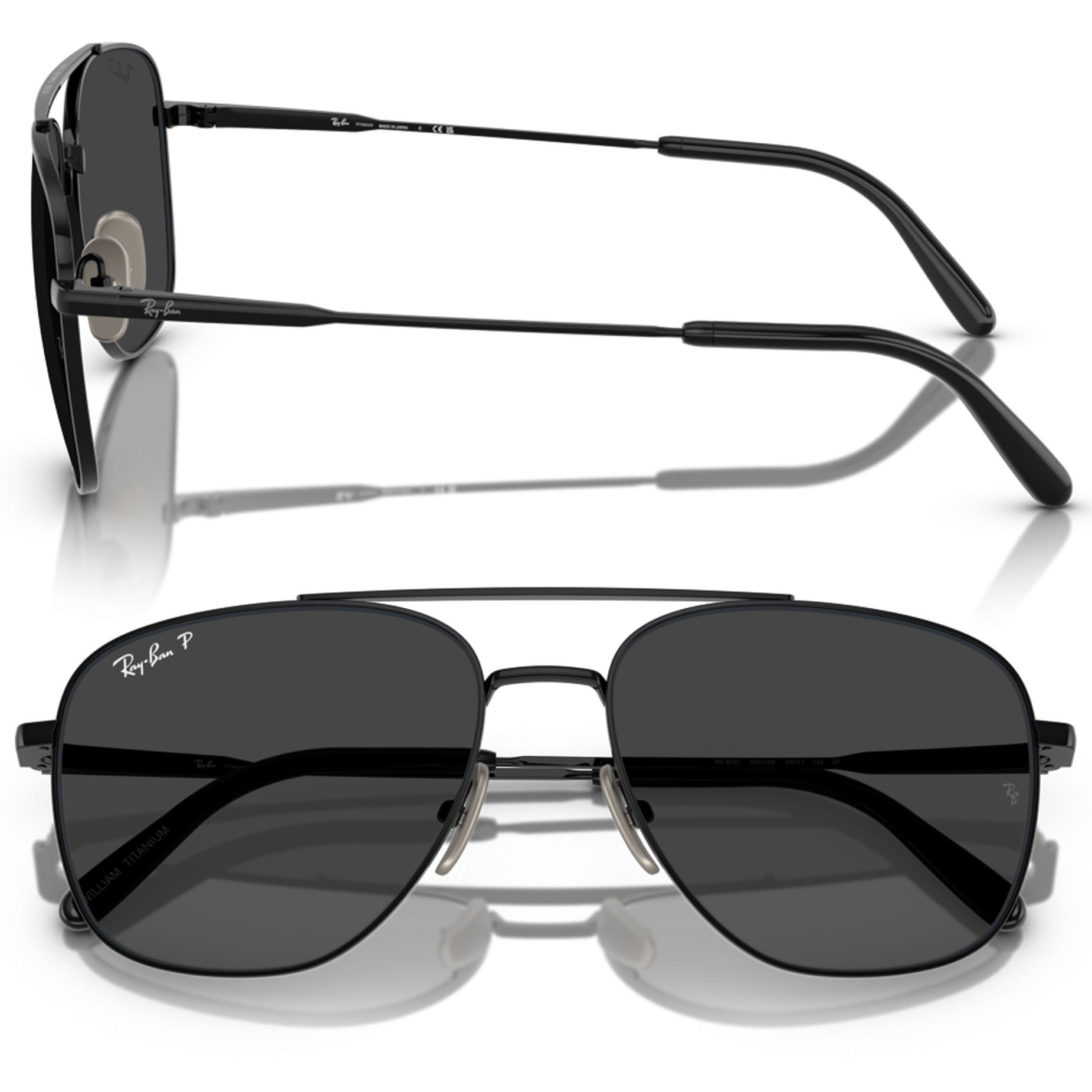【RayBan】RB8097 926748-59mm 飛行員偏光太陽眼鏡#日本製純鈦系列♣ (黑色|黑色偏光)