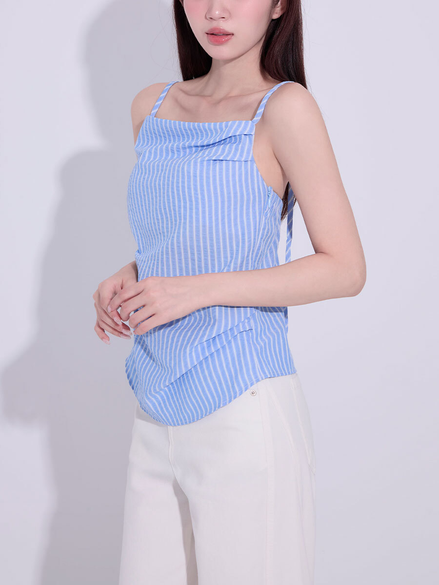 SALE 800 OH!HER 條紋抓皺細肩帶背心