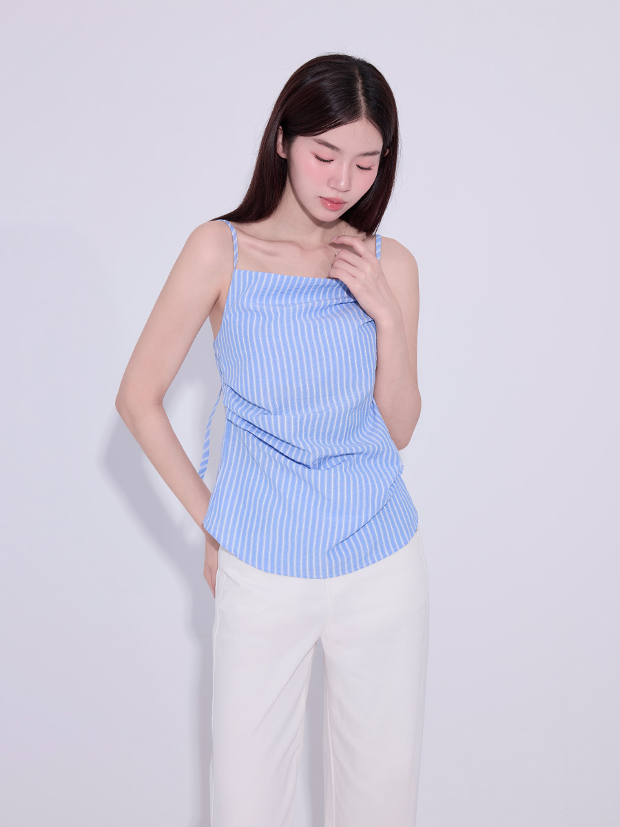 SALE 800 OH!HER 條紋抓皺細肩帶背心