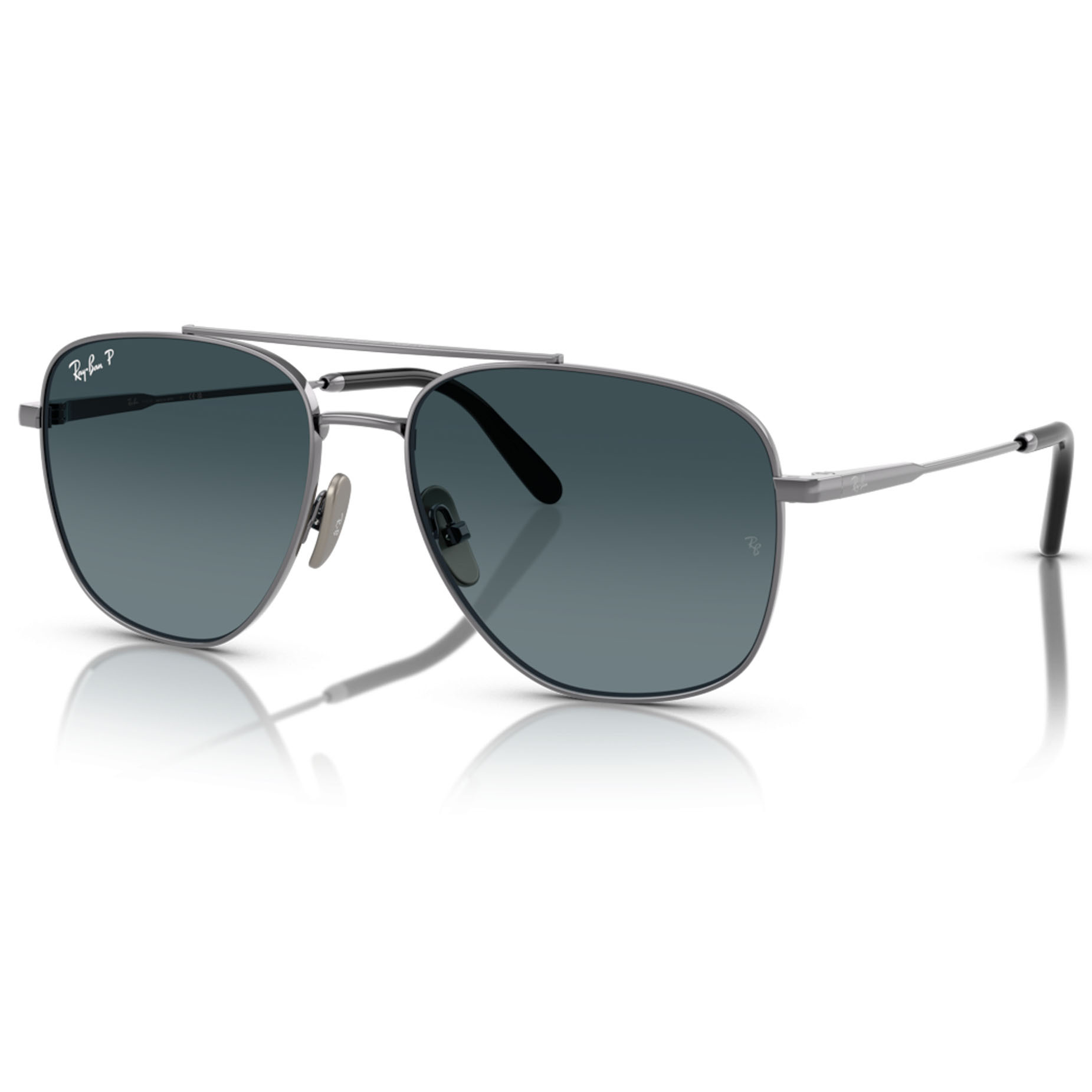 【RayBan】RB8097 165/S3-59mm 飛行員偏光太陽眼鏡#日本製純鈦系列♣ (槍管灰色|藍色漸變偏光)