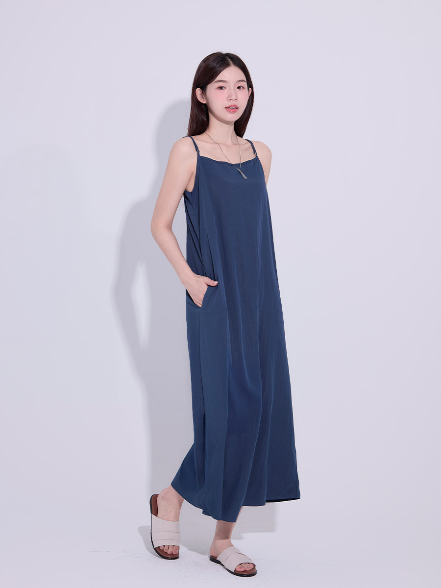 SALE 1000 OH!HER 涼感平領可調肩帶長洋裝