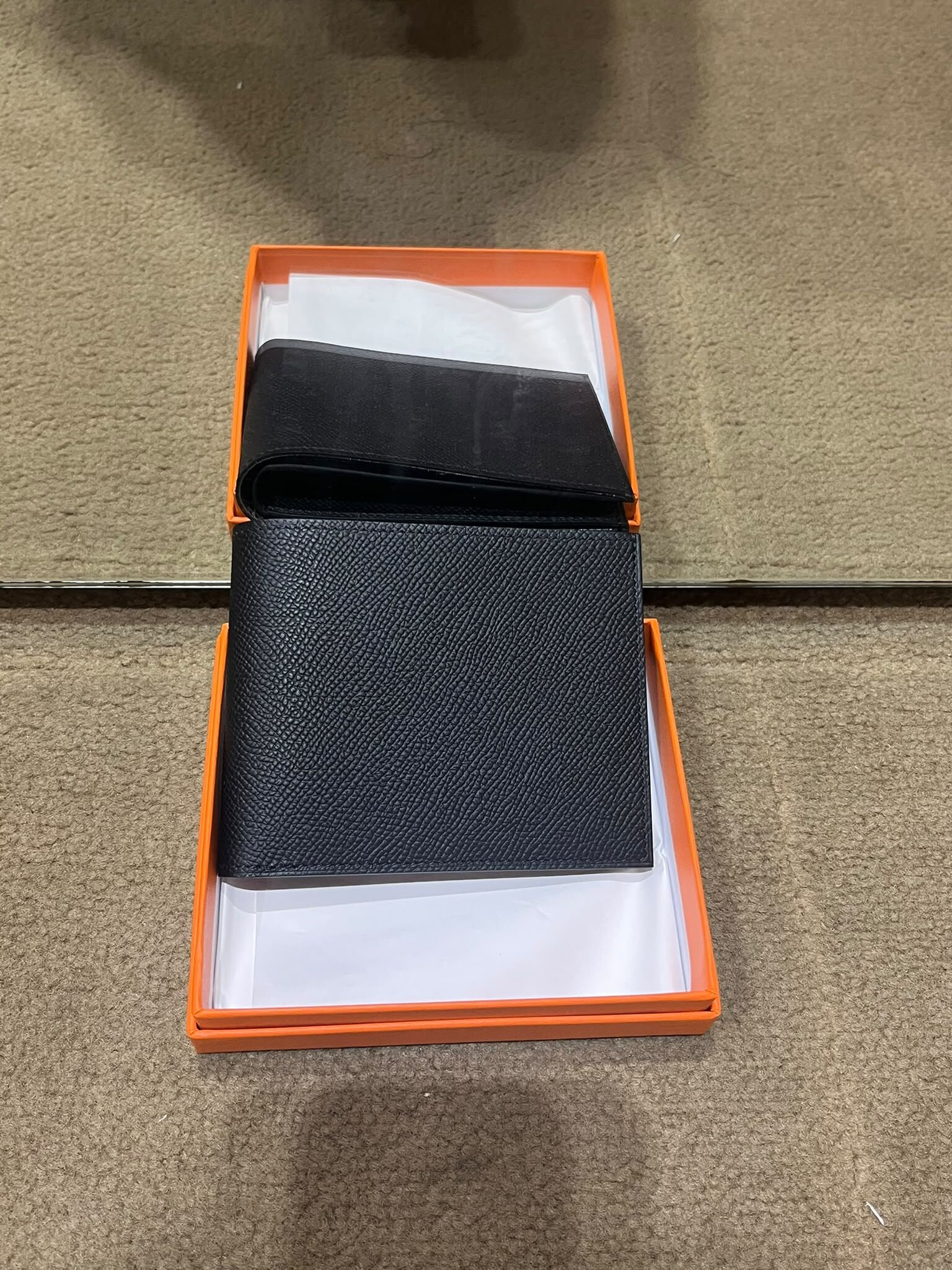 Citizen twill compact card holder noir/vert mangrove / gris pantin epsom