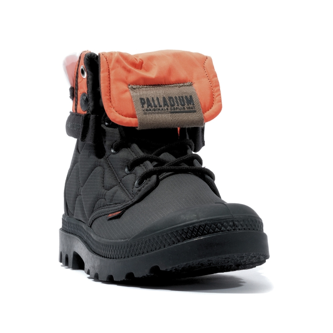 PALLADIUM 休閒鞋 BAGGY RE-QUILTED 黑橘 反折 高筒靴 男女 74319-008
