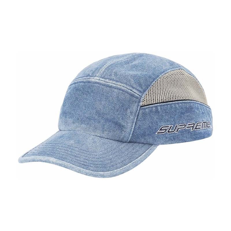 Supreme Side Mesh Piping Camp Cap 五分割帽 帽子 拼接 丹寧藍色 SS26H75-DM [台灣現貨]