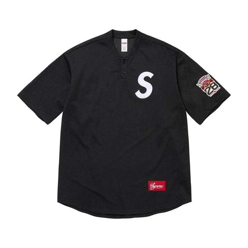 Supreme Shop S Logo Baseball Henley 棒球亨利衫 網眼短袖 黑色 SS26KN82-BY [台灣現貨]