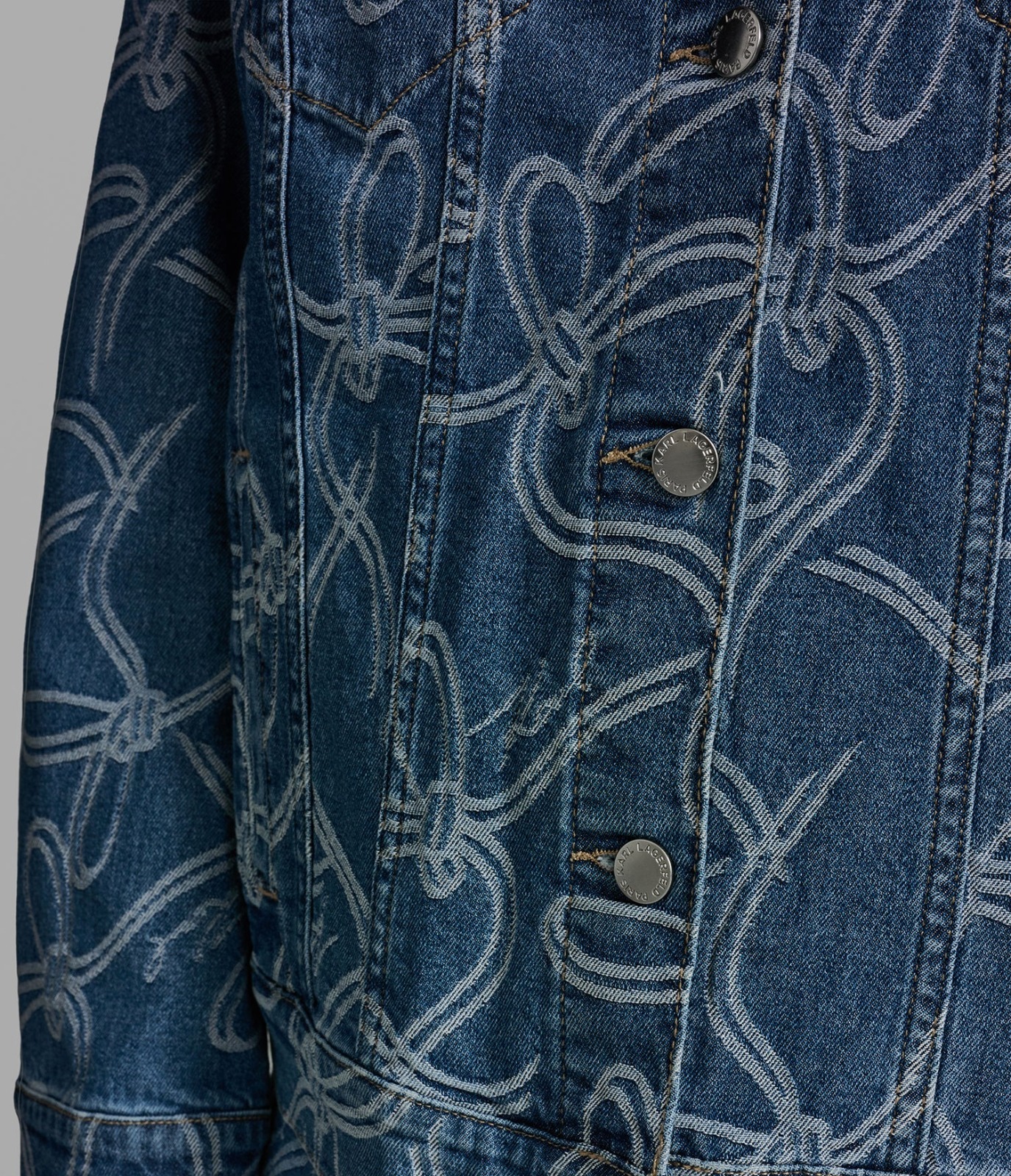 UK45 KL  蝴蝶結圖案 藍色牛仔外套 Bow Jacquard Denim Jacket
