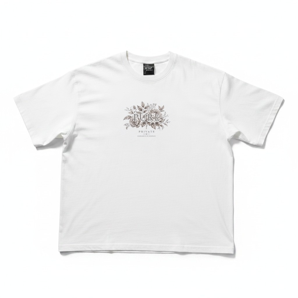 PURE靜謐花卉構圖短T