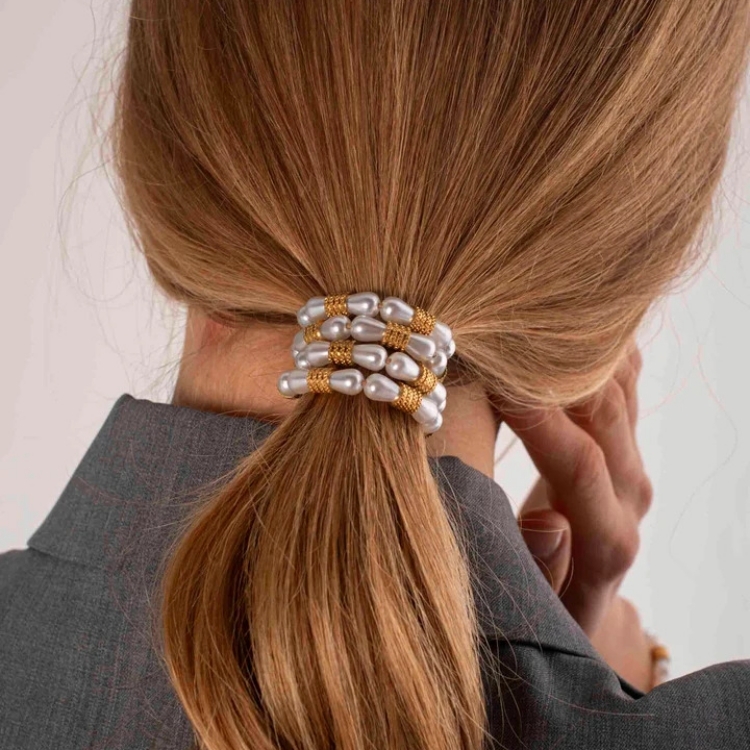 法國 SCRUNCHIE IS BACK BICHOUS 手工髮飾 水滴珍珠x金屬