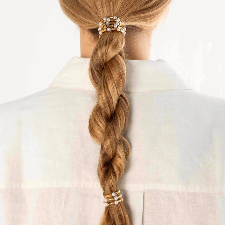 法國 SCRUNCHIE IS BACK BICHOUS 手工髮飾 竹節x珍珠