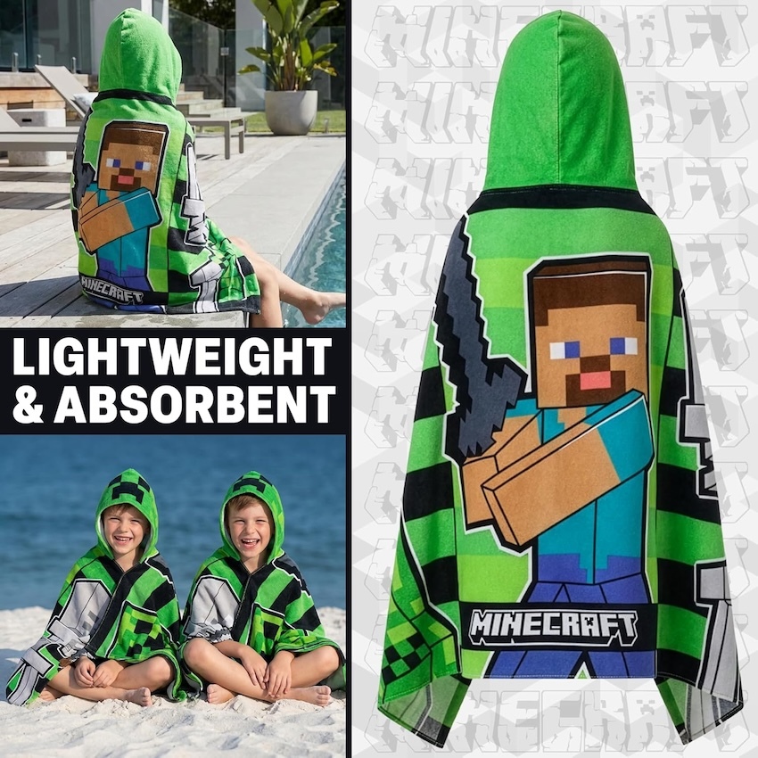 美國 Minecraft 超柔軟棉質連帽浴巾