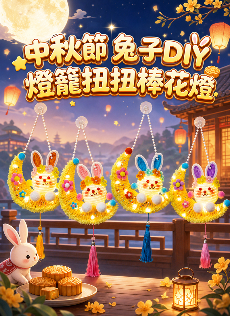 中秋節 兔子DIY燈籠扭扭棒花燈 AUT2635