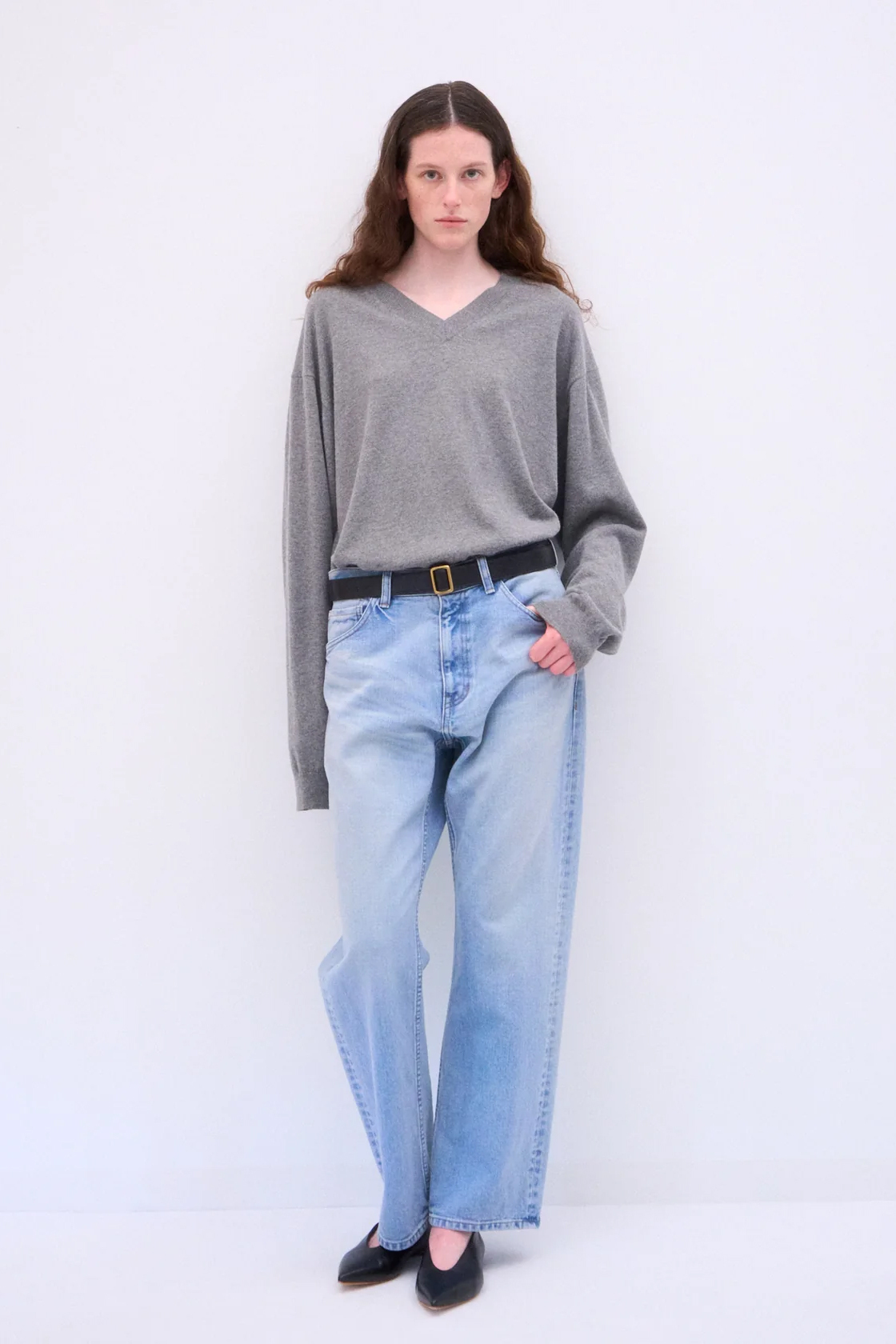 ATON DENIM STRAIGHT PANTS