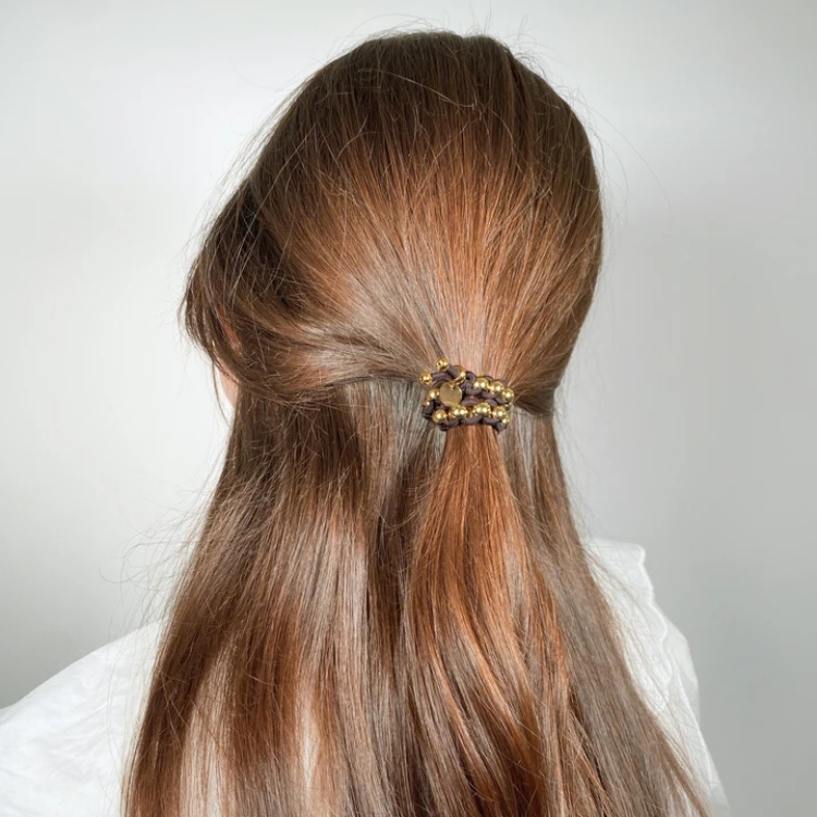 法國 SCRUNCHIE IS BACK BICHOUS 手工髮飾 編織繩髮圈 咖啡