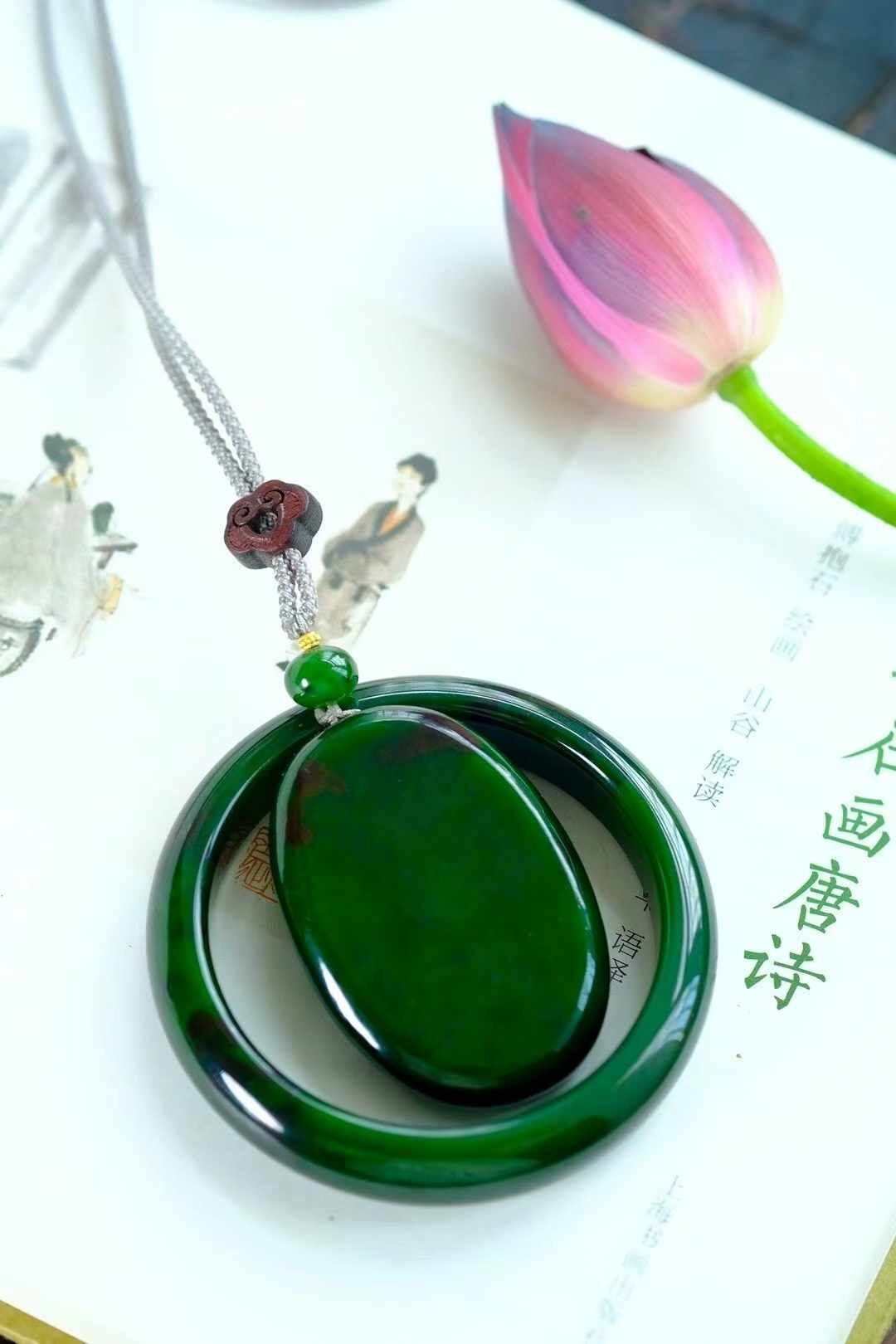 79711 59.4mm和田玉紅皮碧玉手鐲+掛件