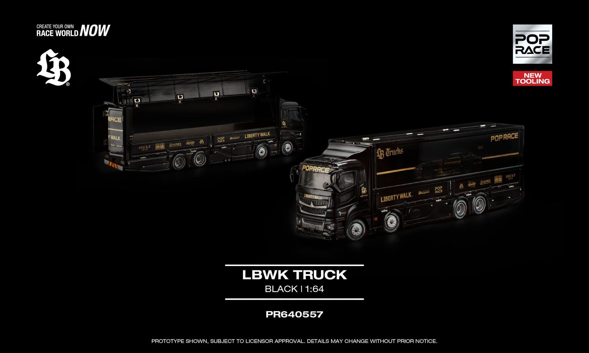 預訂:1/64 POP RACE  LBWK Truck Black (PR640557 )