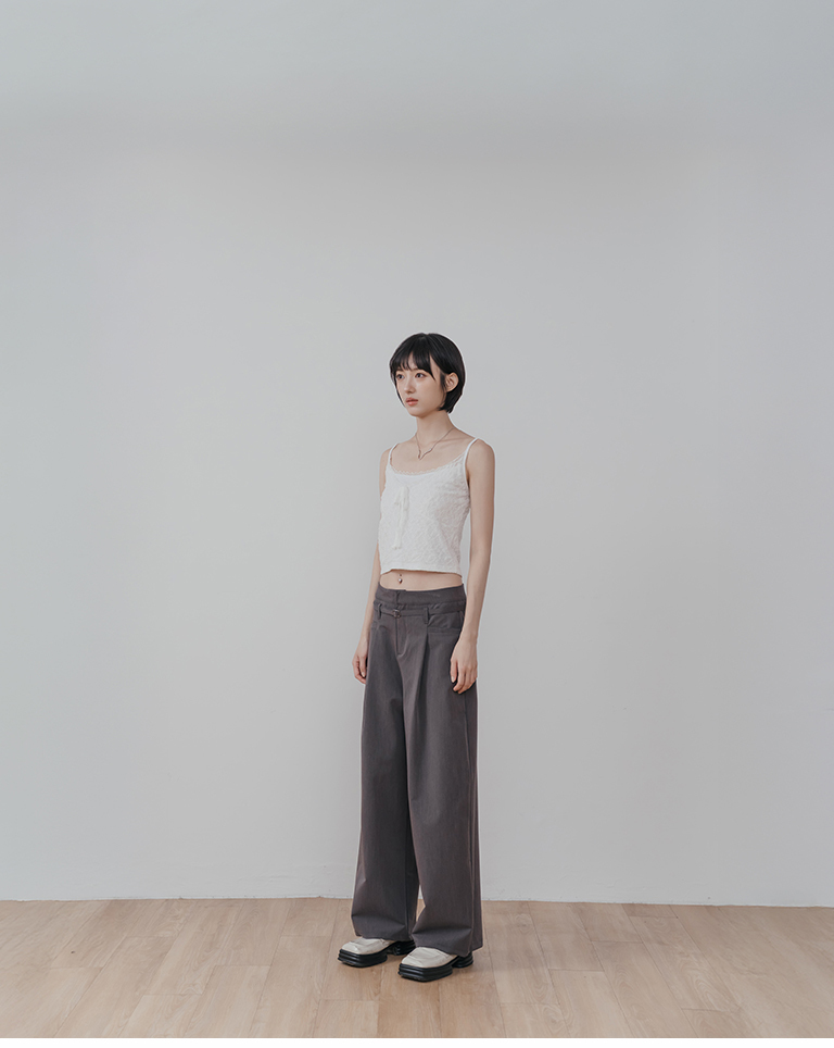 Lace-trimmed faux two-piece design thin-shouldered vest - white【01099888】in stock+pre-order