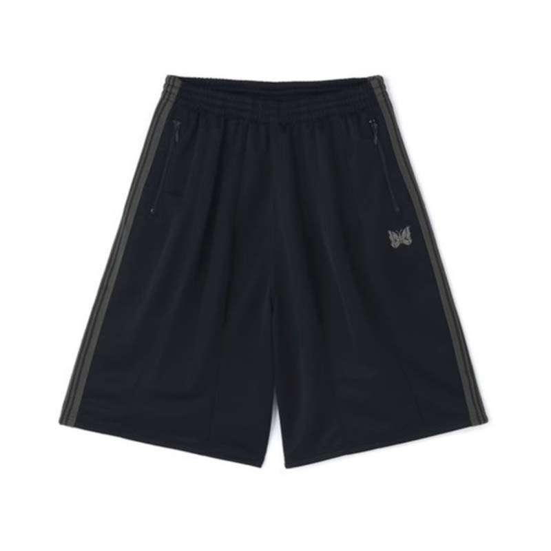NEEDLES 別注款 H.D Track Shorts - Poly Smooth 短褲 黑灰色 SX1522-BA [台灣現貨]