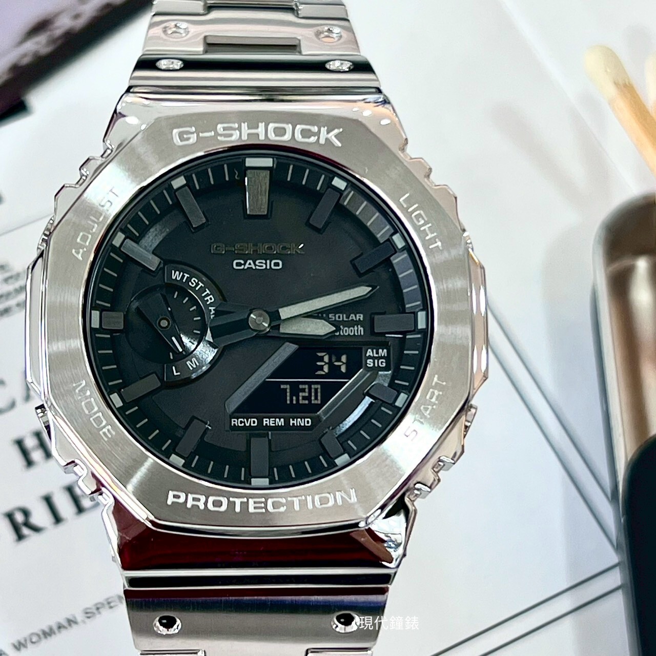 【G-SHOCK】太陽能全金屬八角殼形藍芽雙顯錶GM-B2100D-1A  44.4mm 現代鐘錶