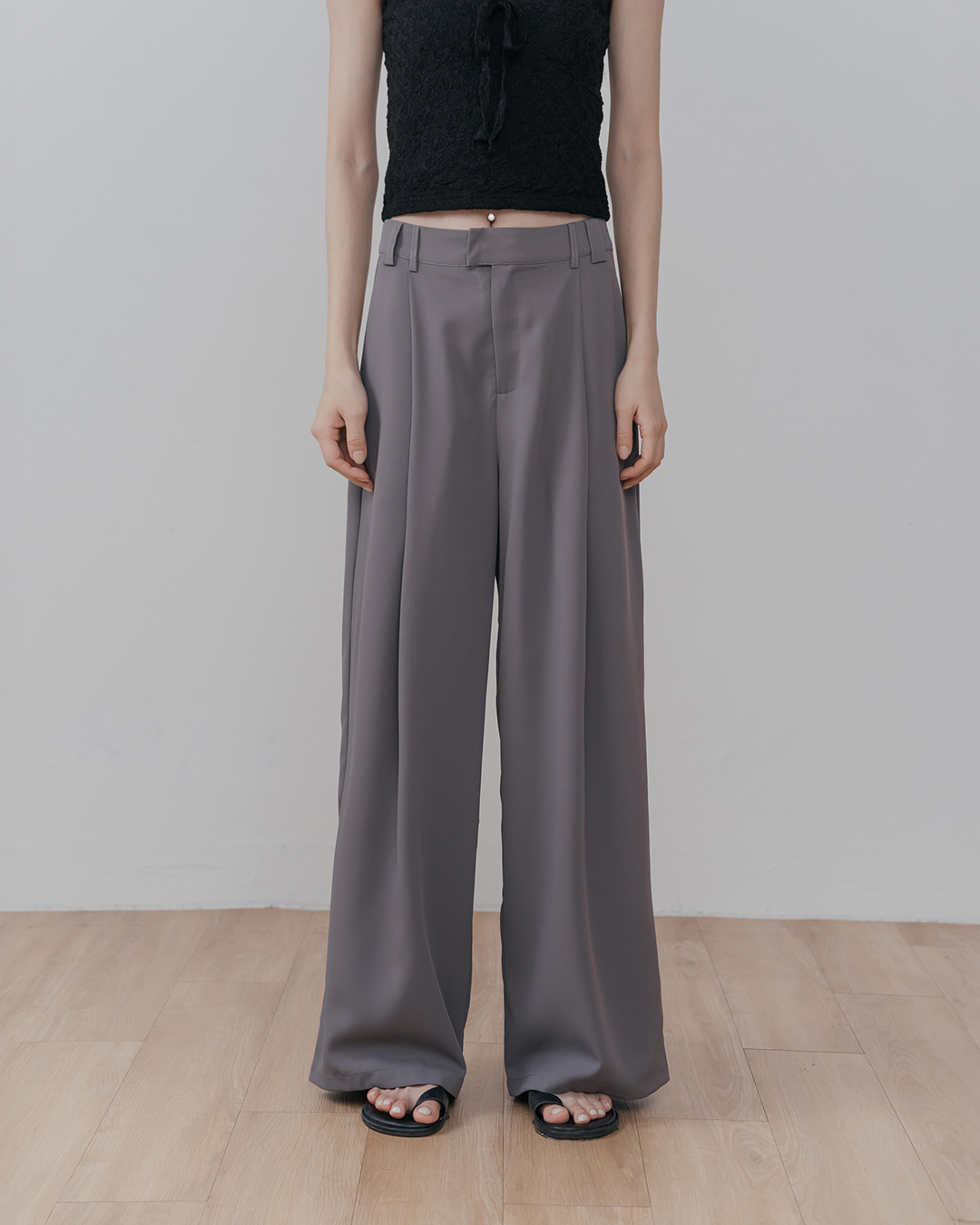 Simple pleated suit trousers - gray S/M/L【04030526】in stock+pre-order