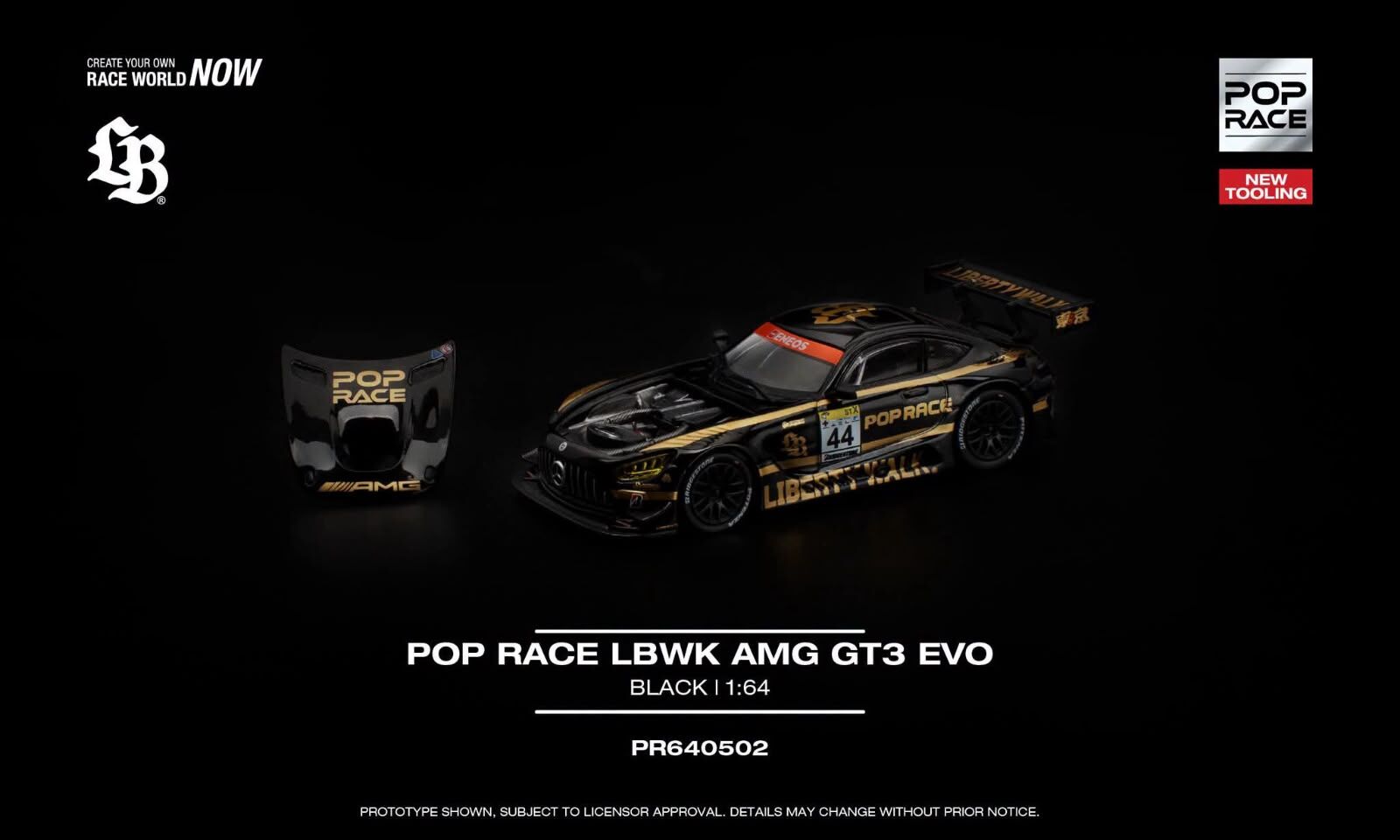 預訂PreOrder- Poprace POPRACE LBWK AMG GT3 EVO BLACK NEW TOOLING PR640502