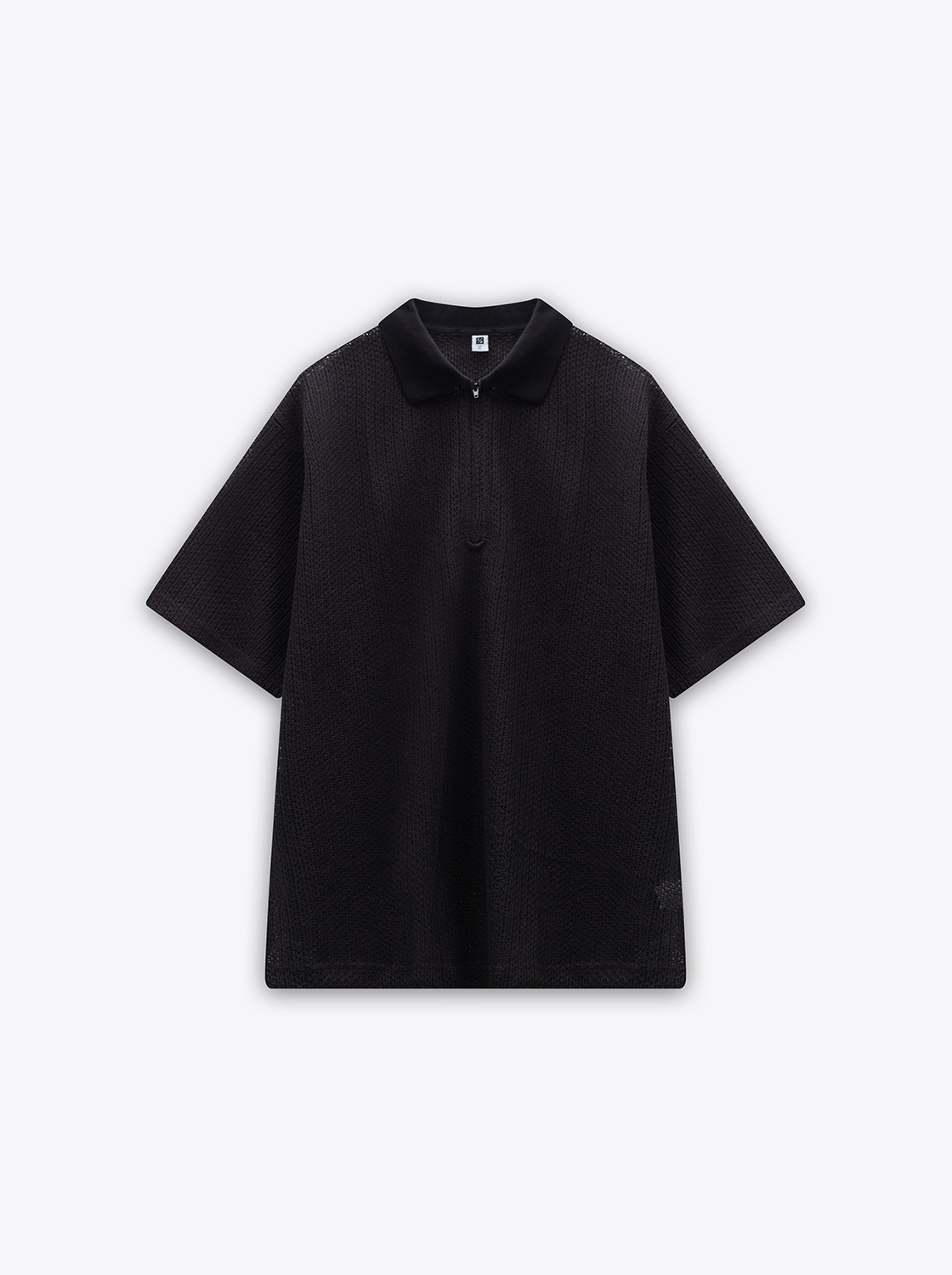 簍空肌理半開拉鍊短TEE