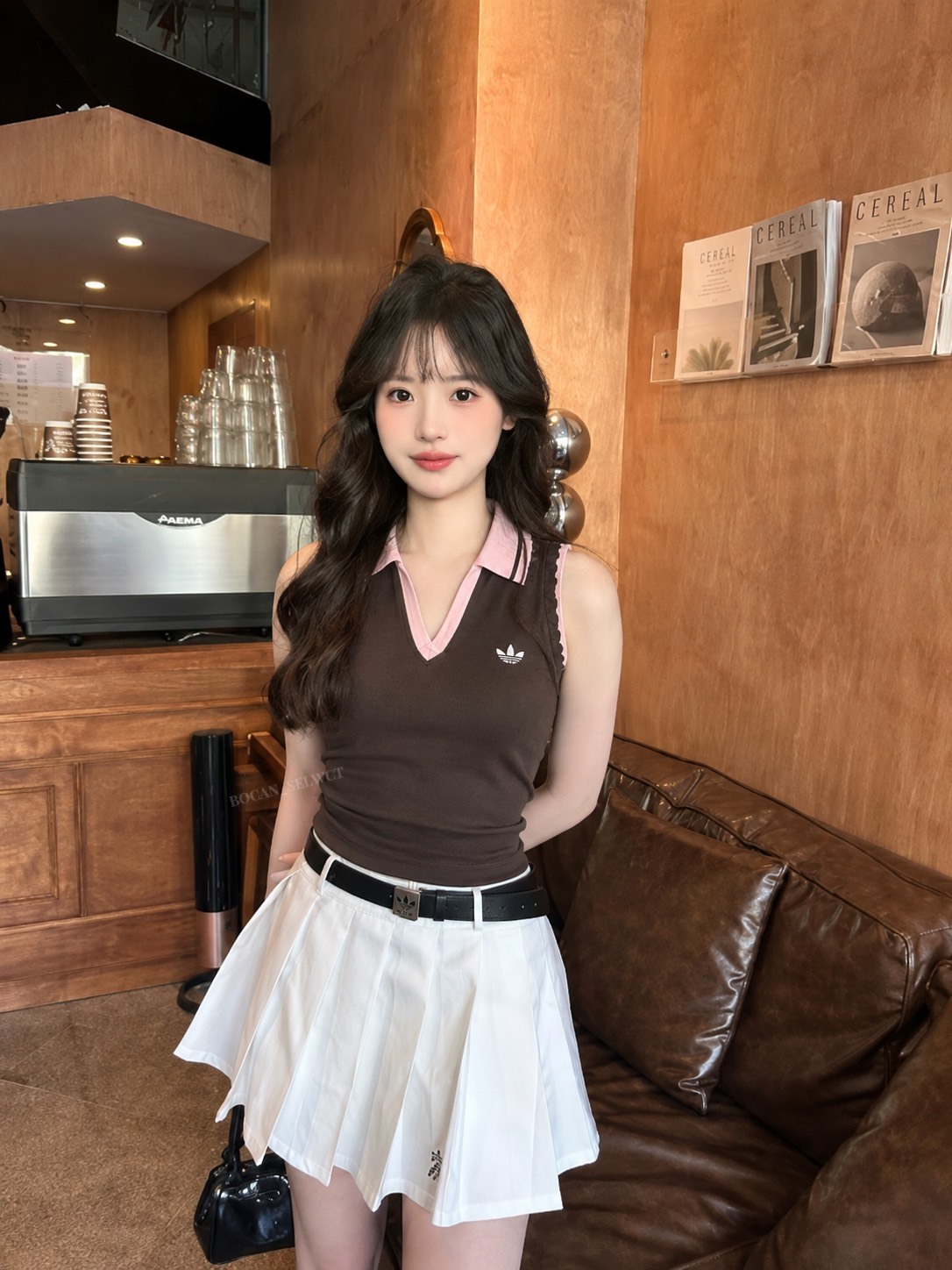 ADIDAS ORIGINALS POLO 針織 荷葉邊V領  無袖 背心 女款 二款