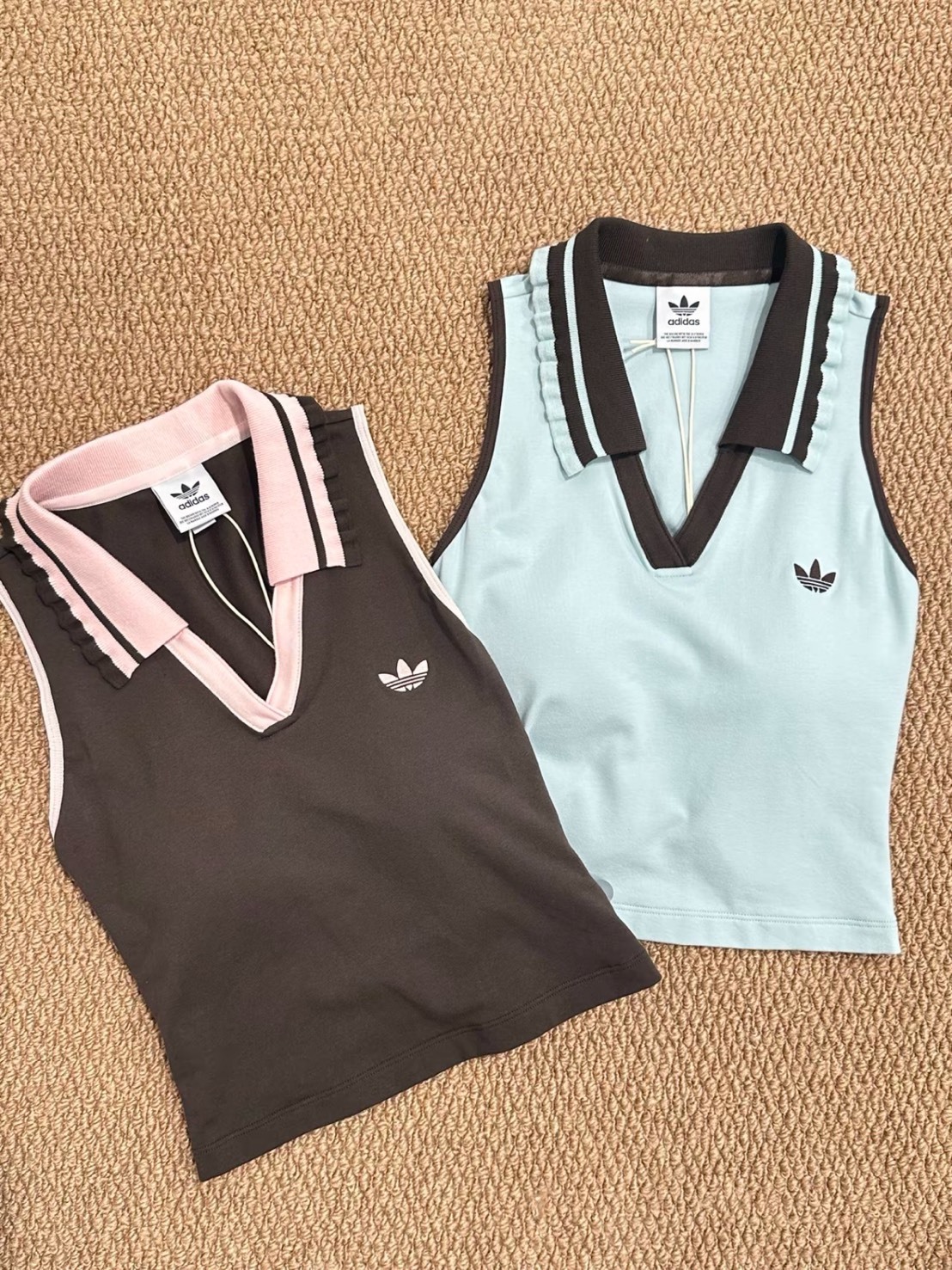 ADIDAS ORIGINALS POLO 針織 荷葉邊V領  無袖 背心 女款 二款