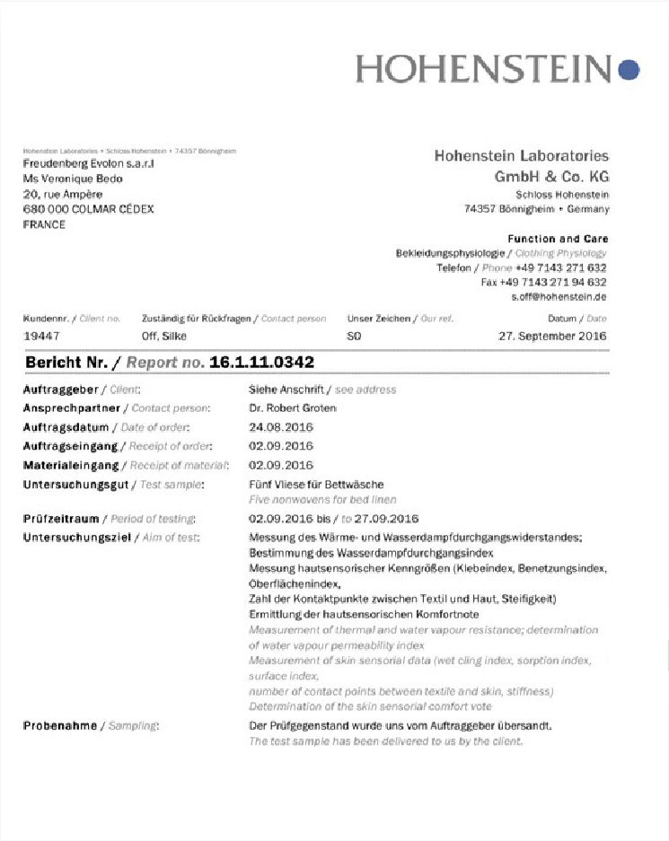 德國HOHENSTEIN整體舒適度佳認證