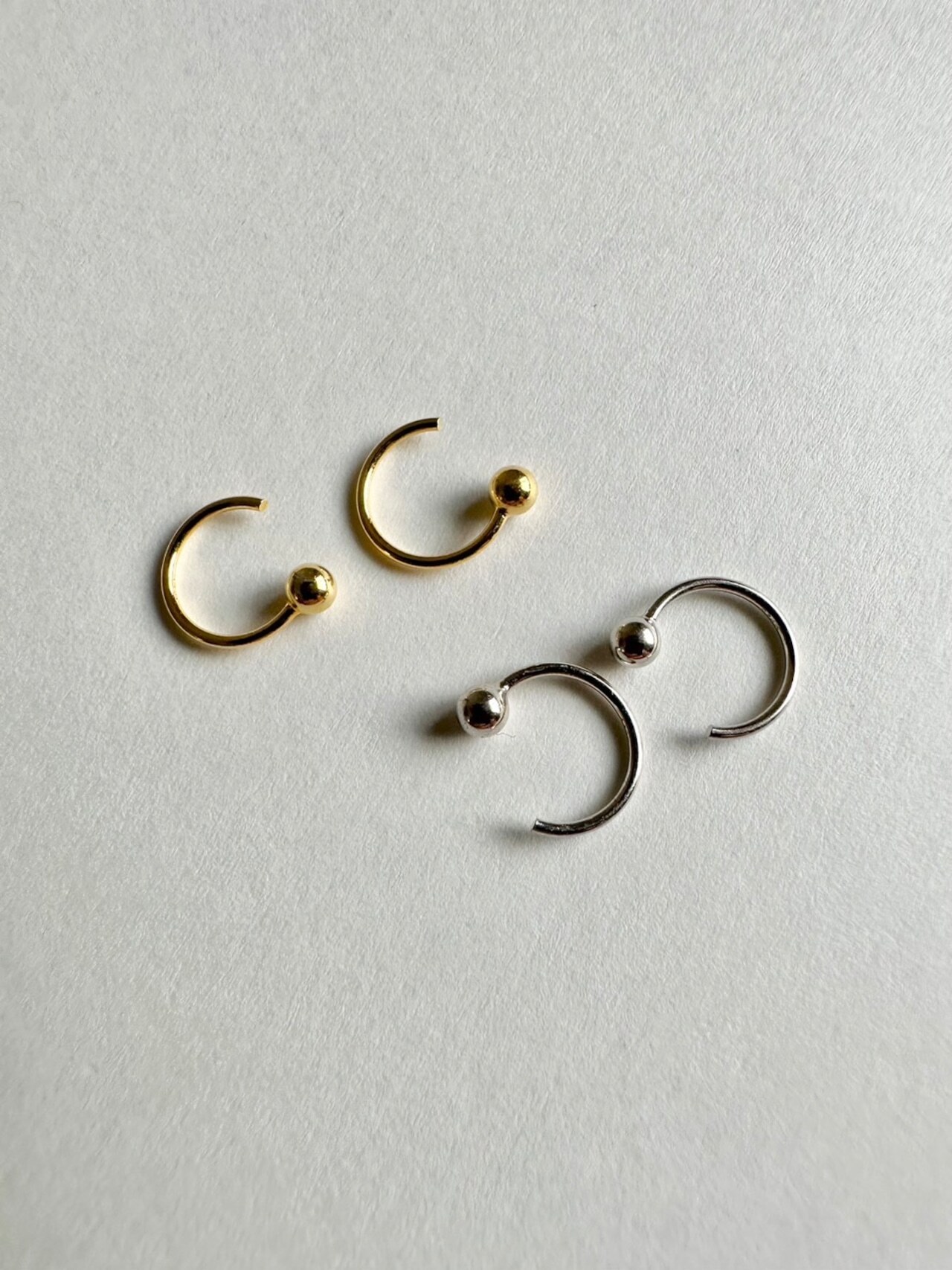 S925 ball open hoop pierce