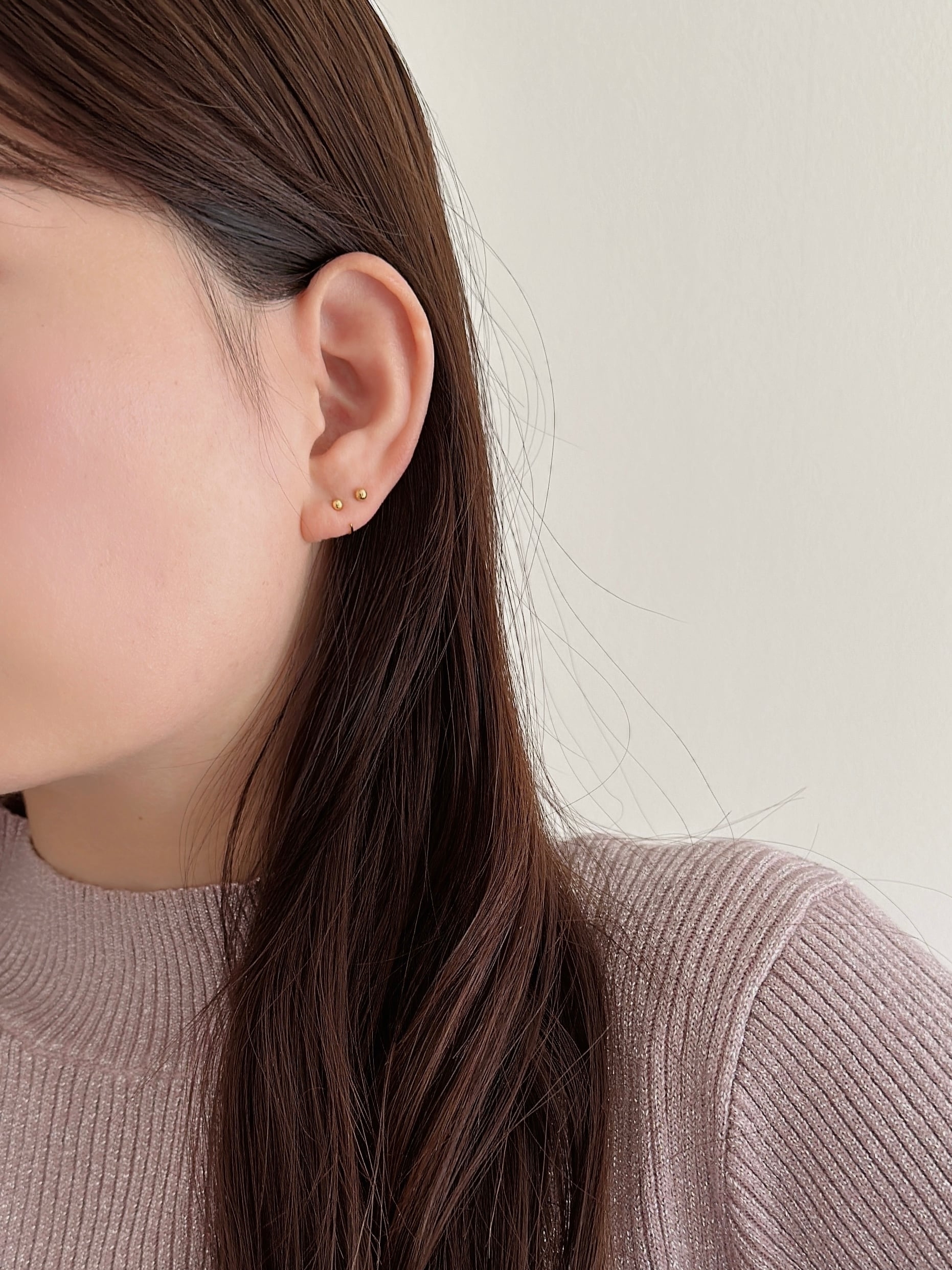S925 ball open hoop pierce