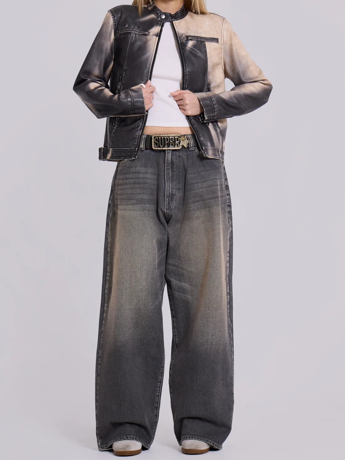 JADED LONDON 素面水洗做髒 闊腿牛仔褲 Grey Washed XL Colossus Jeans JMJE5297