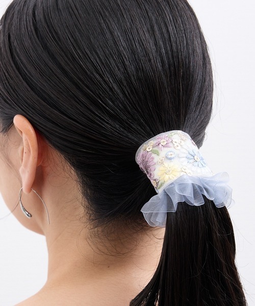 刺繡網紗髮插