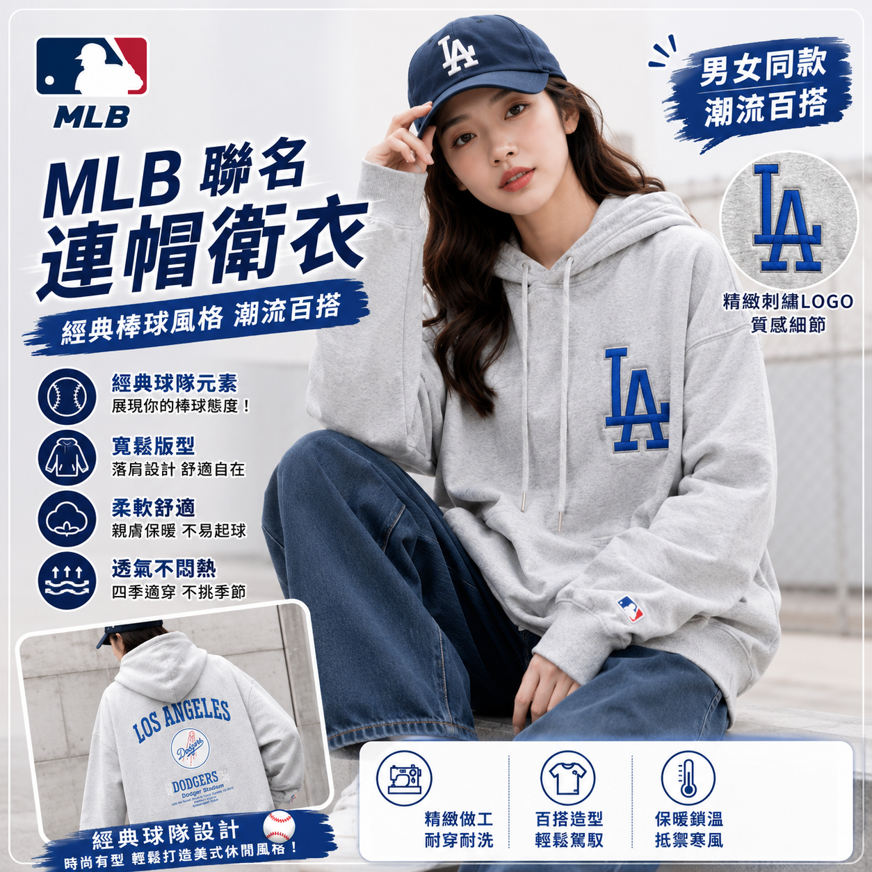 【現貨】J041804  MLB 聯名連帽衛衣