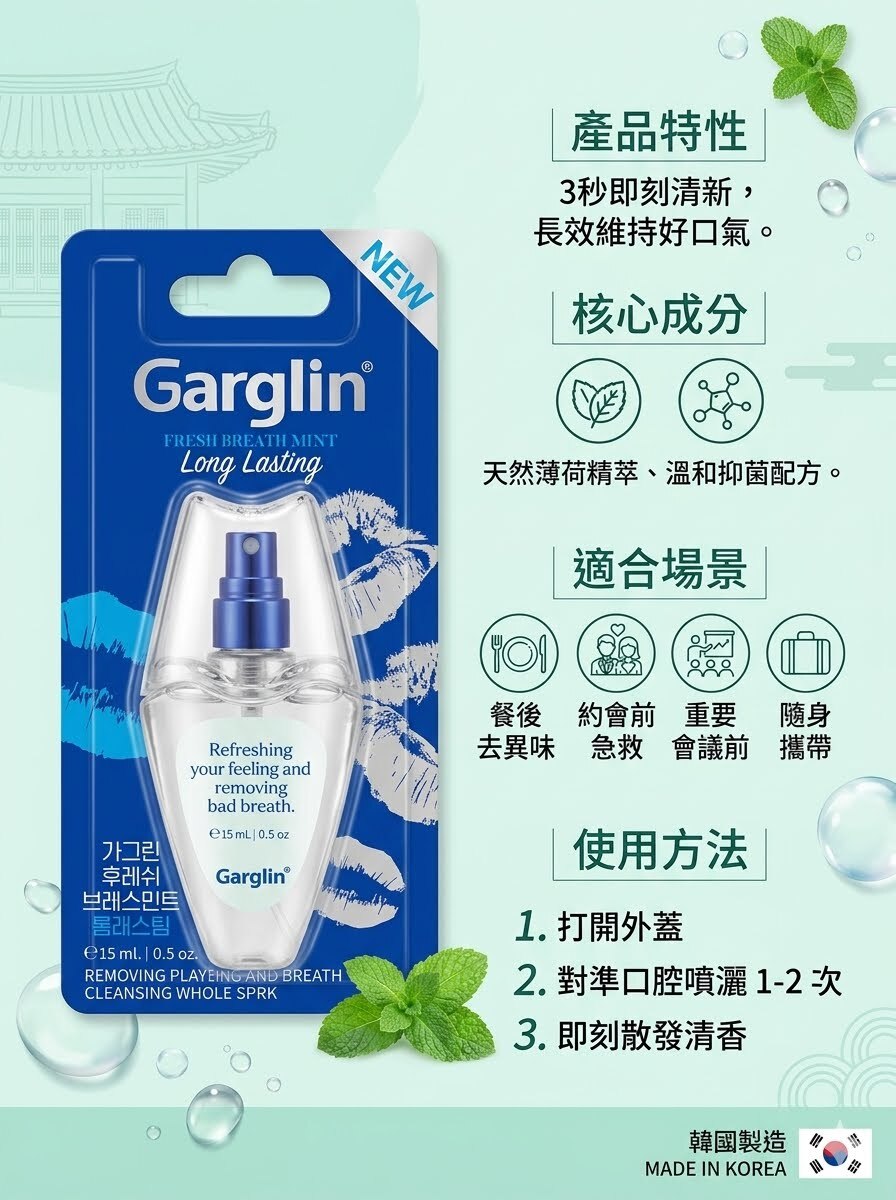 韓國 GARGLIN長效清新薄荷口噴 15ML（K7 BR245）