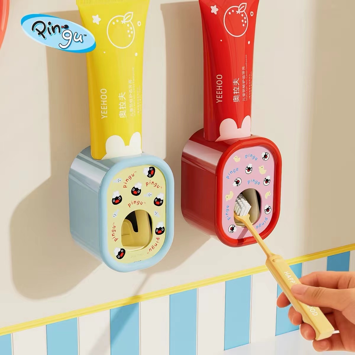 Penguin toothpaste dispenser