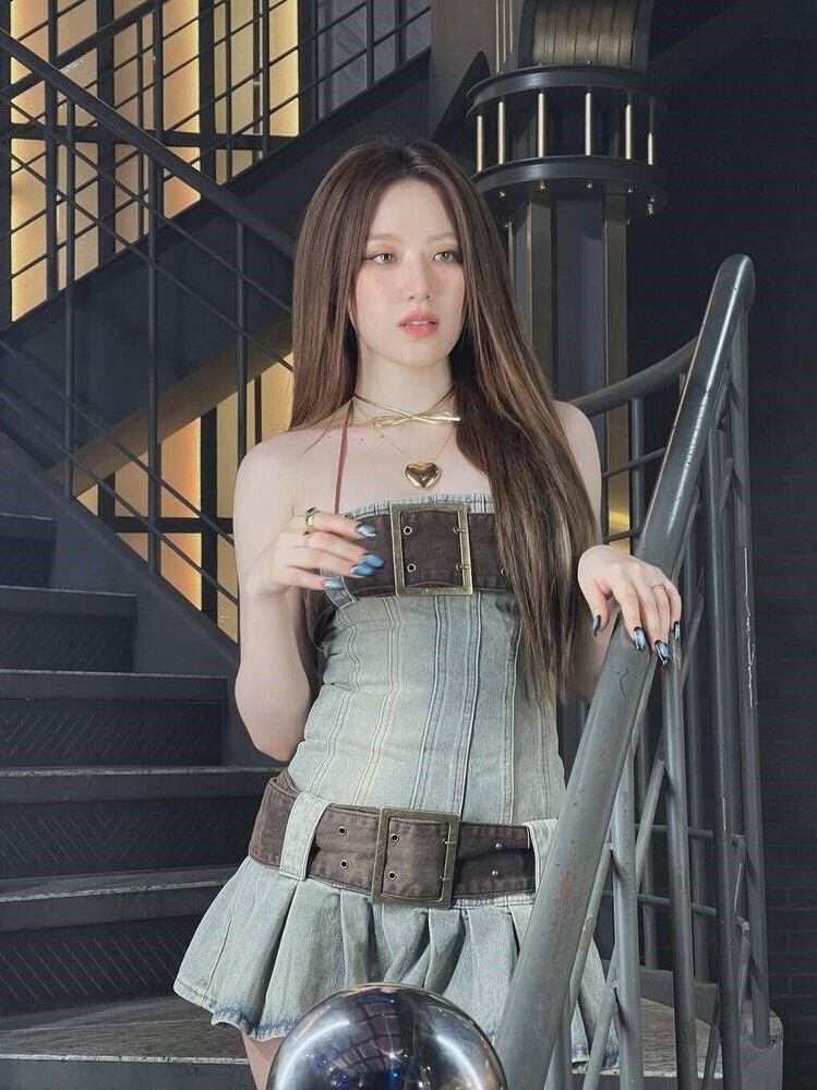 JADED LONDON 葉舒華同款 可拆式腰帶 束身牛仔連身短裙 Chelsea Denim Kilt Mini Dress JWD3392