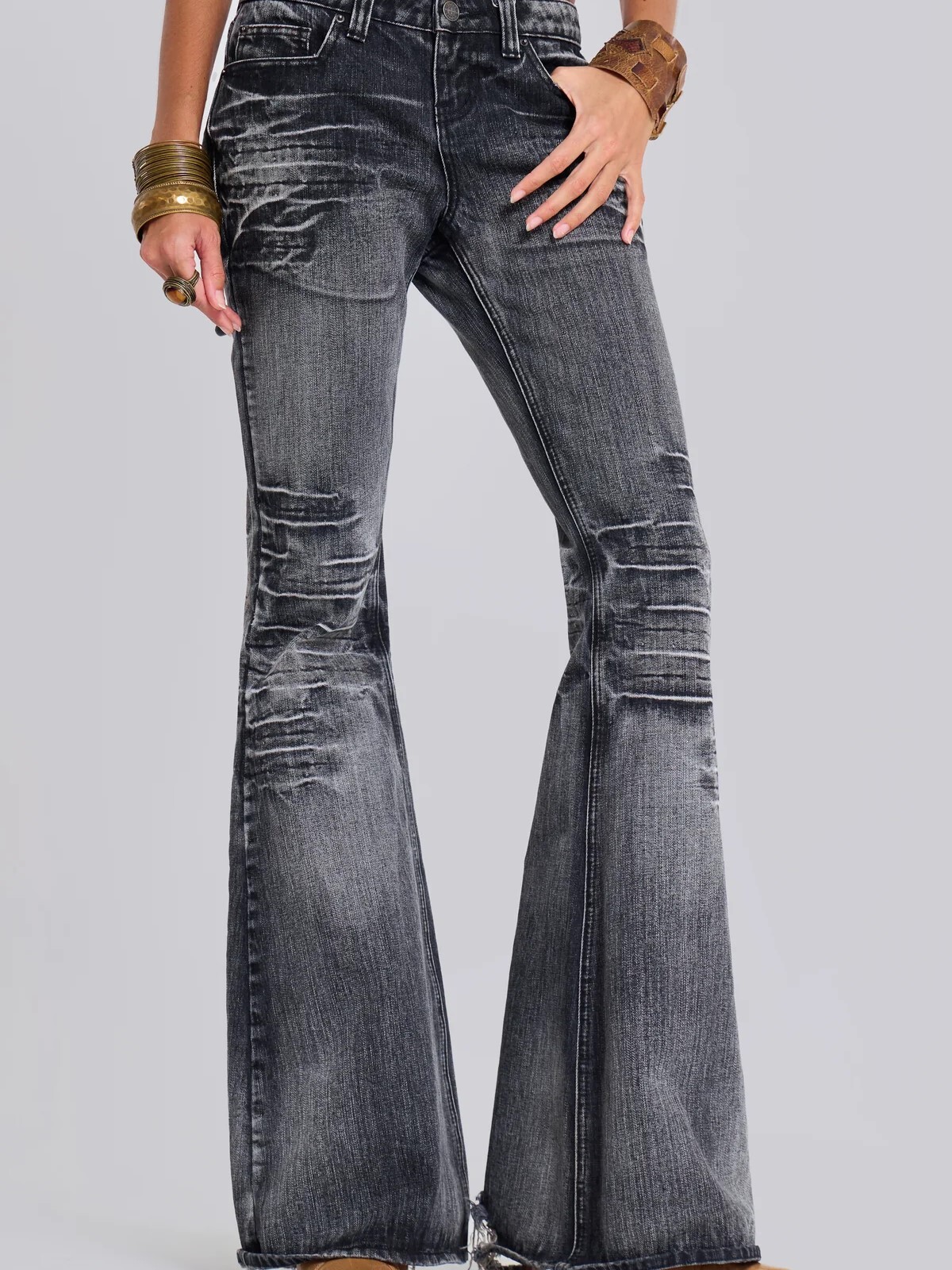 JADED LONDON 水洗堆疊感 修身喇叭褲 Washed Black Drift Bootcut Jeans JWL4672