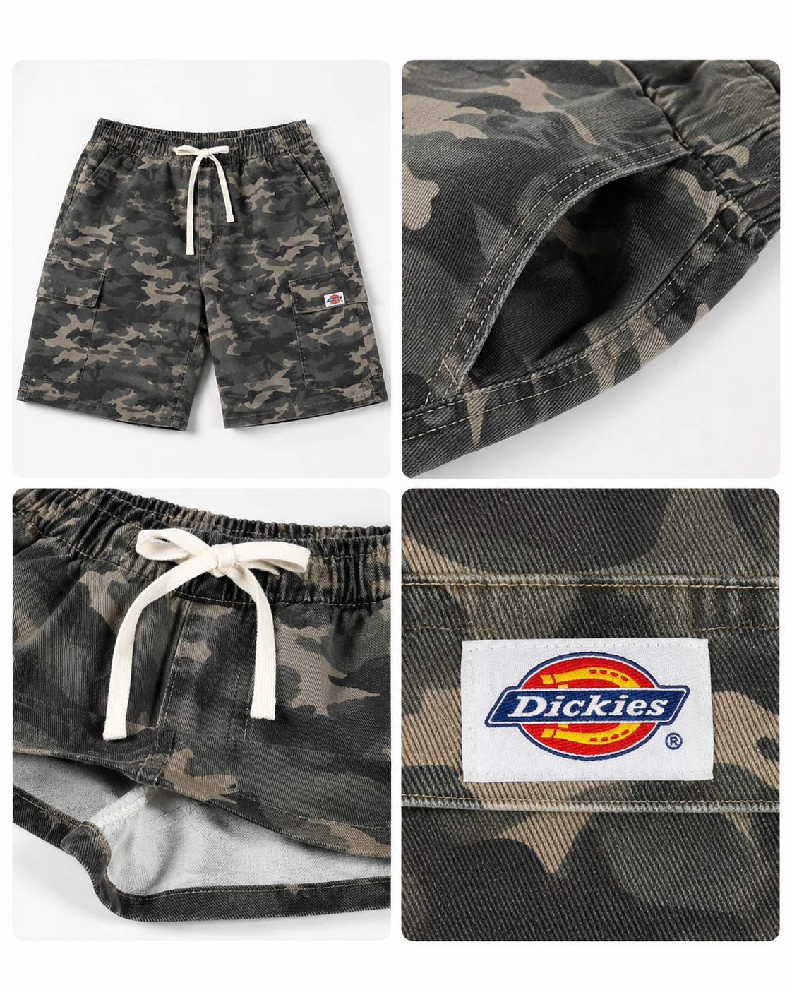 預購 Dickies 腰部抽繩 迷彩 口袋短褲