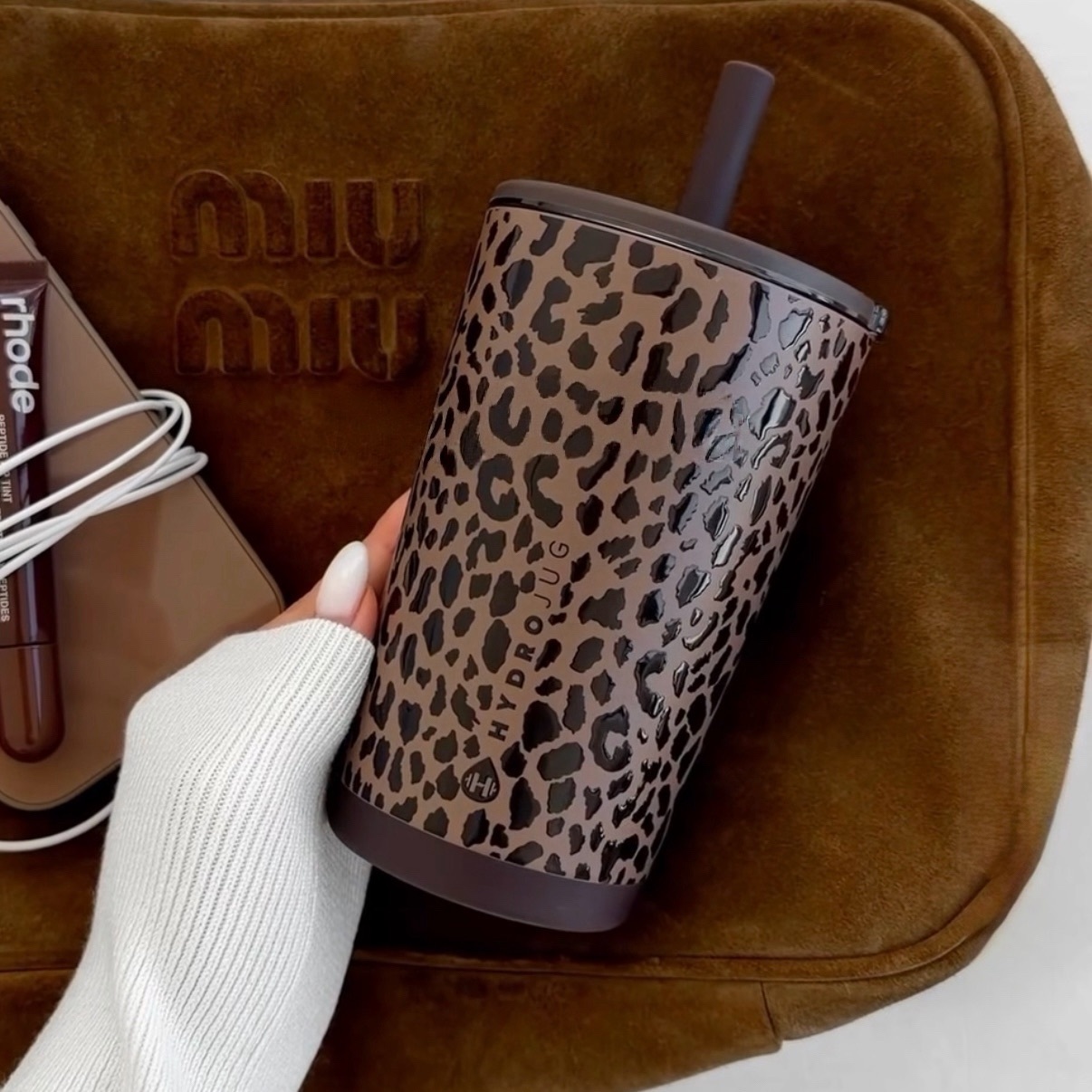 (預購）HYDROJUG Everyday Tumbler 防漏✨陶瓷內膽14oz/20oz  Brown Leopard