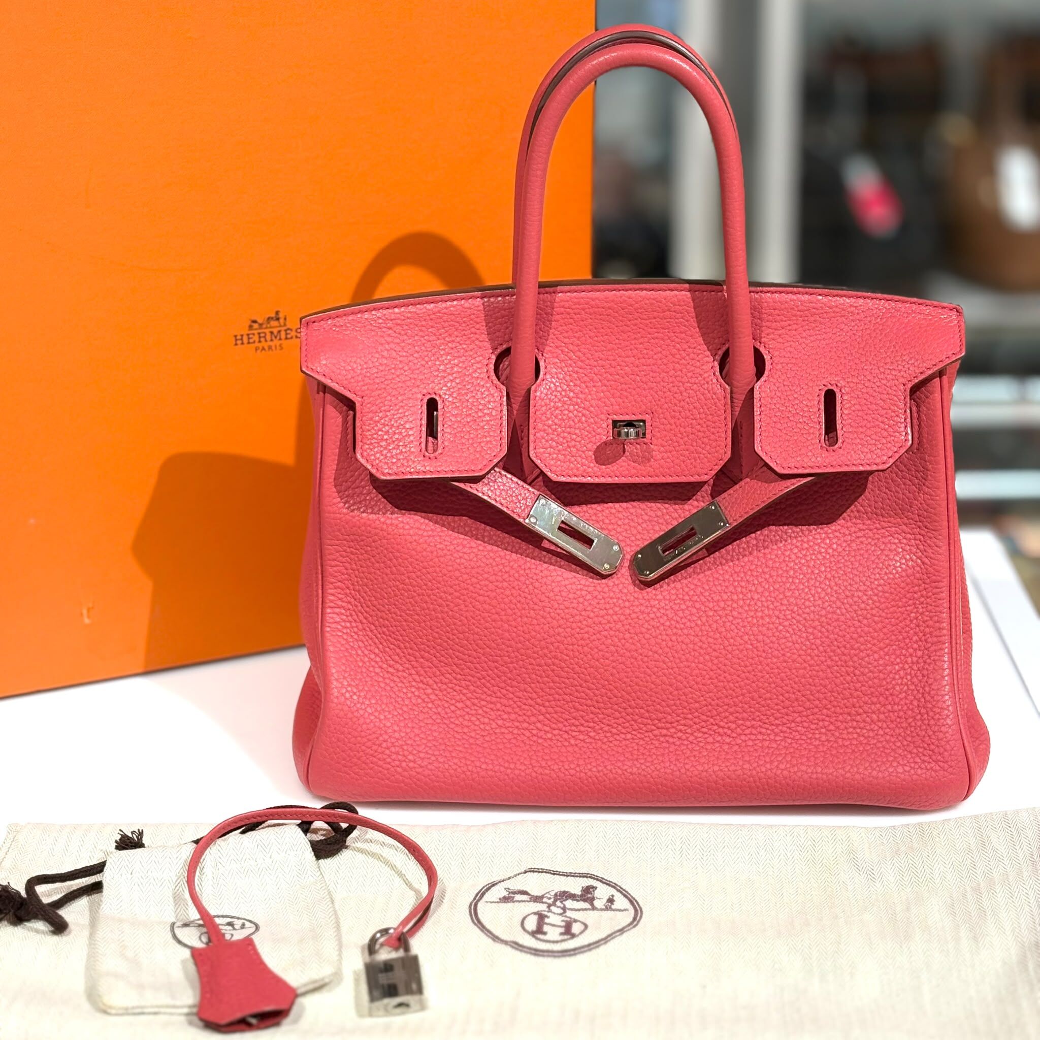 99%NEW二手BIRKIN 30 牡丹粉紅銀扣TOGO皮 2R/ROUGR PHW#B30 #鉑金包 #兩年免費保養 #香榭站正品