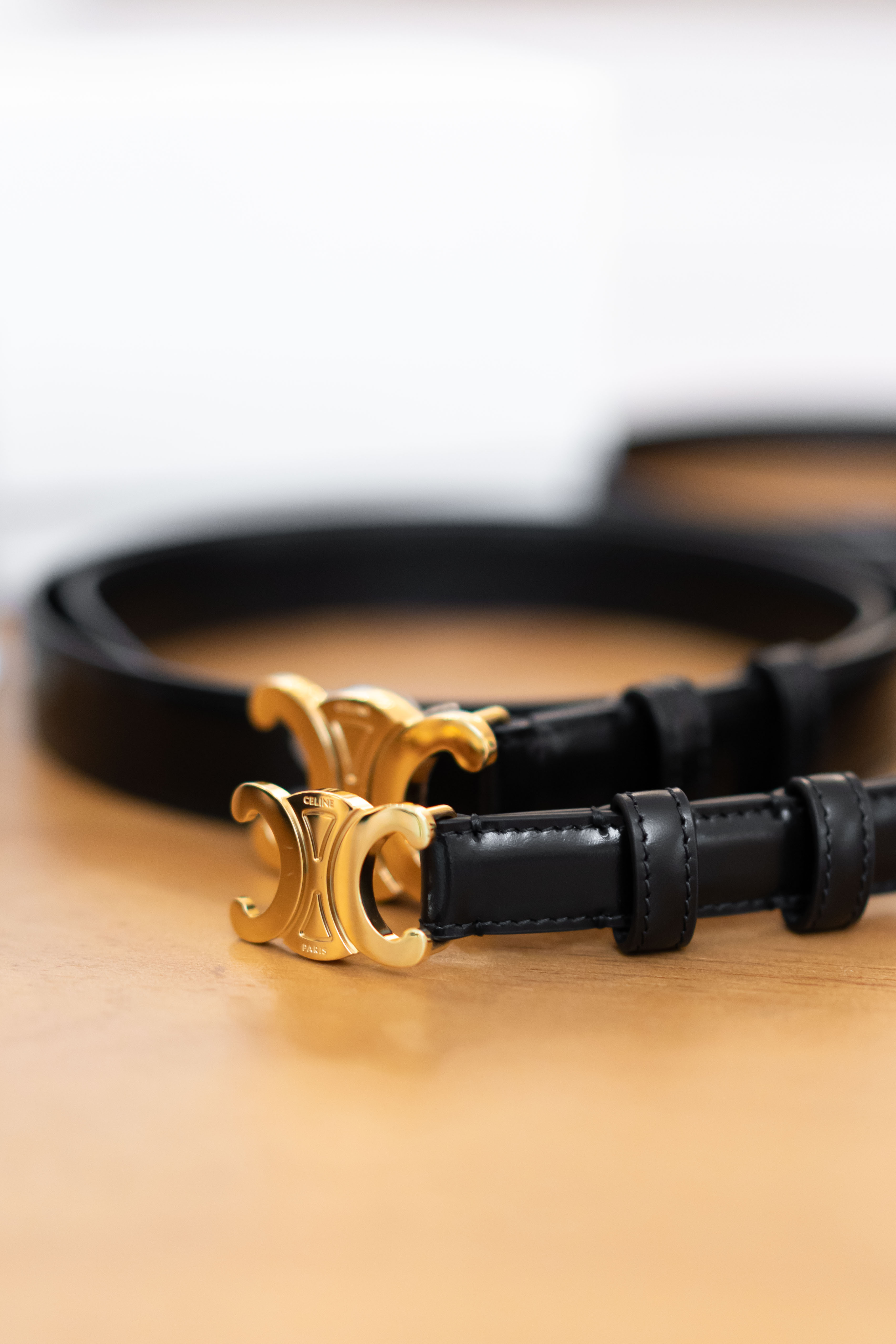 Celine Triomphe 1.8 cm 皮帶 Black 黑色