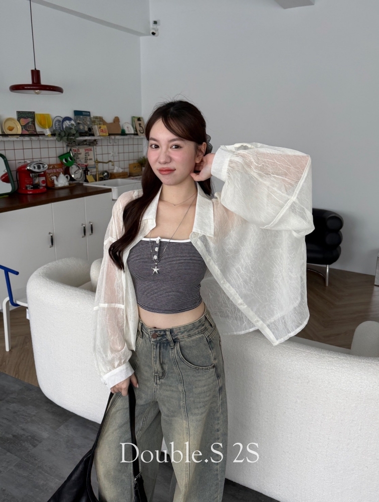 微光樹枝紋透膚襯衫*2色