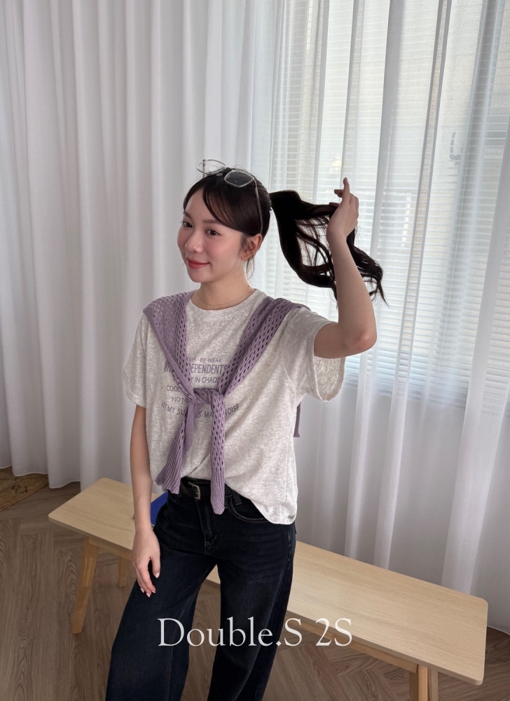附披肩撞色英字休閒TEE*3色