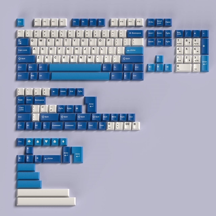 【GMK 風格鍵帽】Classic Blue 經典藍  二色射出 PBT 鍵帽 Cherry高度 163鍵