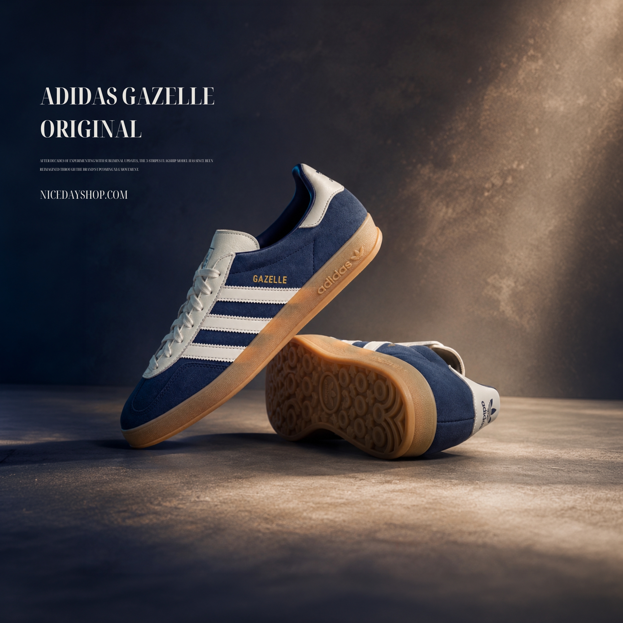 NICEDAY 代購 ADIDAS GAZELLE INDOOR 霧霾藍 海軍藍 白色 焦糖底 麂皮 皮革 IH9650