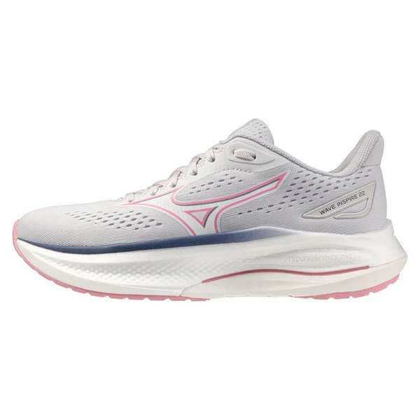 Mizuno 美津濃 Wave Inspire 22 J1GD264474 女 慢跑鞋 支撐 緩震 競速 淺灰 粉紅