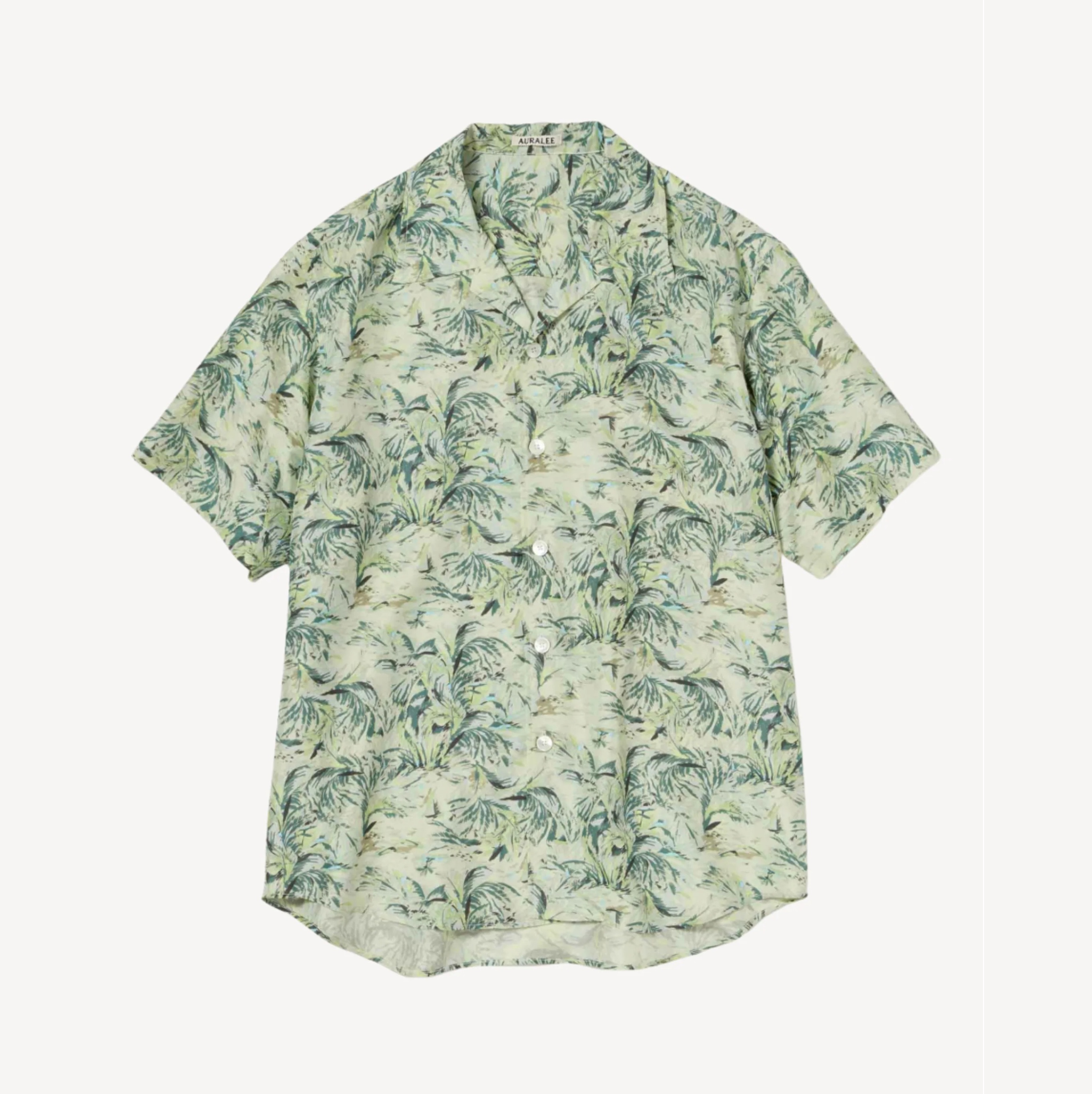 AURALEE PRINTED AIRY SHIRT S/S (SILK) - PALE GREEN PRE ORDER ITEM (預訂中)