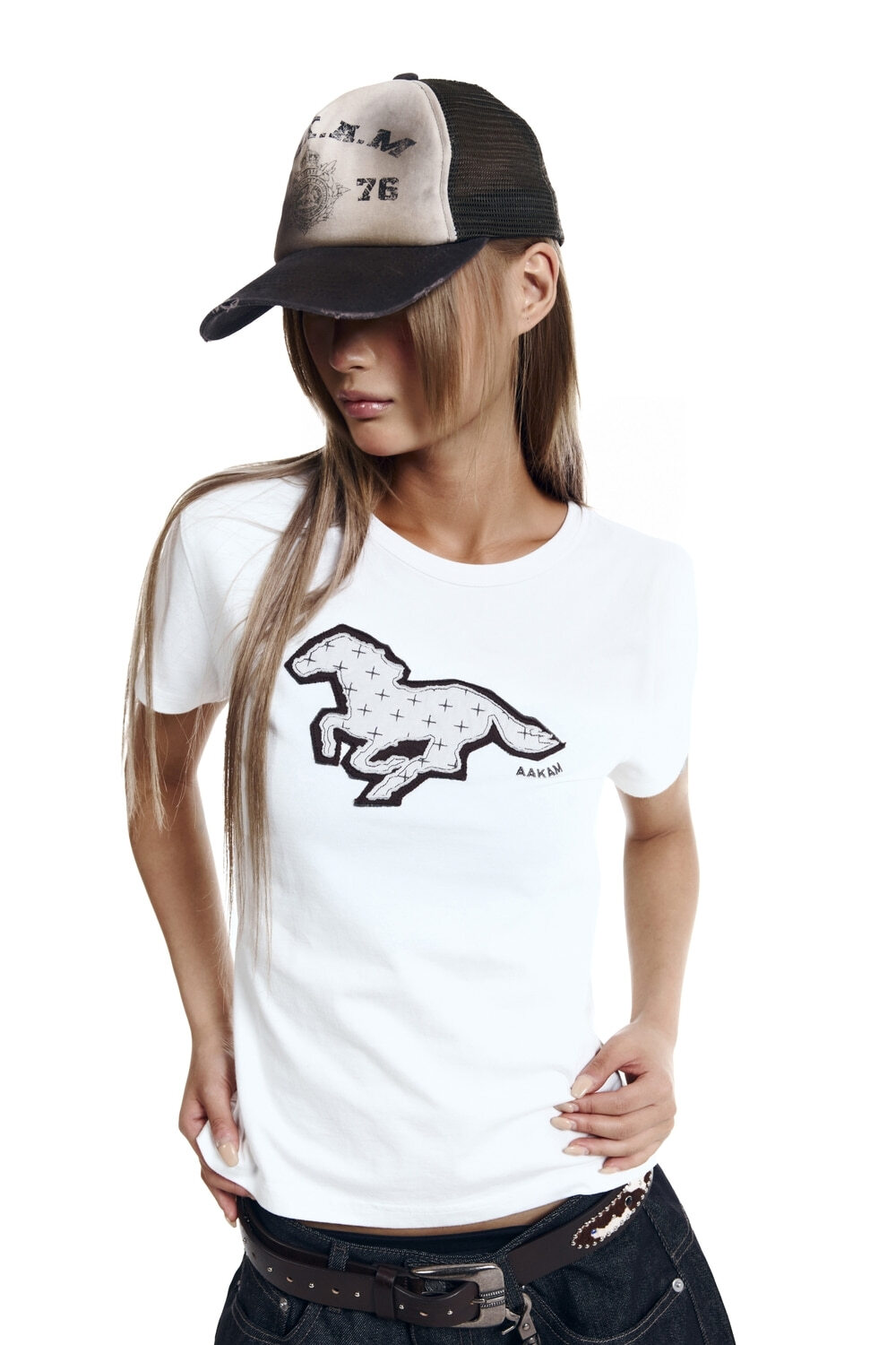 (K1)Sprint Horse Half Top (White)